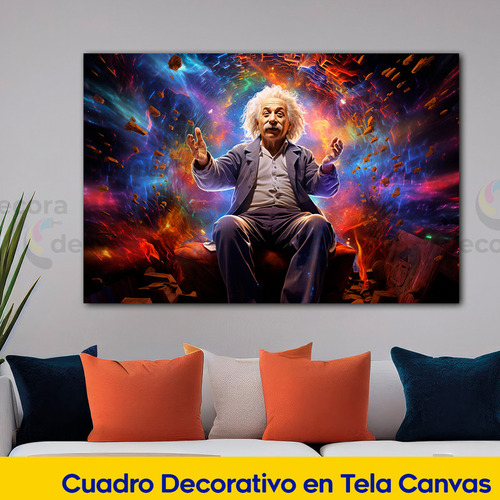 Cuadro Albert Einstein Abstracto Moderno Canvas 60x40 Gen4