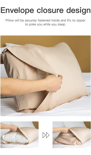 Juego De 2 Fundas De Almohada De Bambú Transpirables Tamaño