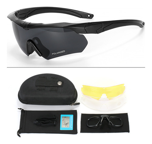 Set De Gafas Tácticas De Tiro Con Protección Uv 3 En 1