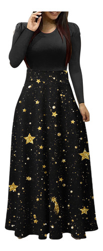 Saia F Feminina Plus Size Com Estampa De Natal, Manga Redond