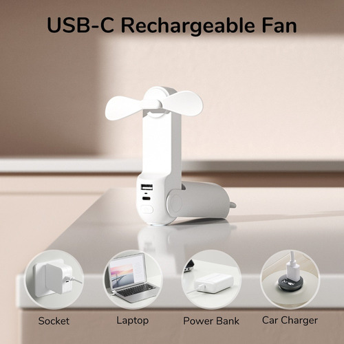 . Ventilador Portátil Recargable Usb Jisulife Con Linterna