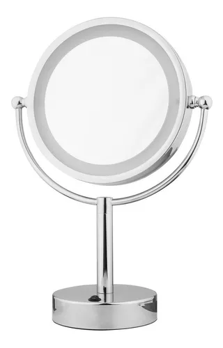 Espejo Maquillaje Luz Aumento X5 Doble Faz Base 22cm Vip