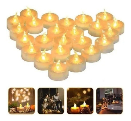 24 Luces Led Electrónicas, Velas De Té, Ambiente Festivo