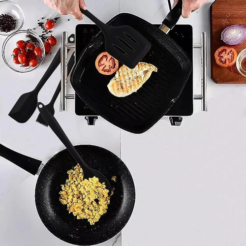 Set Reposteria Espatulas + Pincel + Batidor Silicona Premium Negro