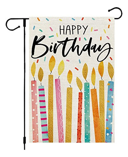 Happy Birthday Garden Flag 12x18 Inch Double Sided Colo...