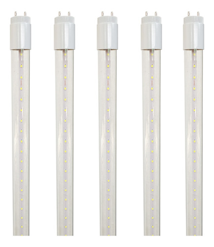 5 Pzs Tubo Led T8 Vidrio Transparente 21w 6500k Luz Blanca