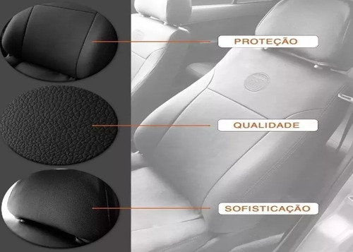 Capa Banco Couro Preto Kit + Tapetes + Brindes Argo