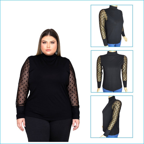 Imagem 4 de 6 de Blusa Social Plus Size Outono Inverno Feminina Manga Longa