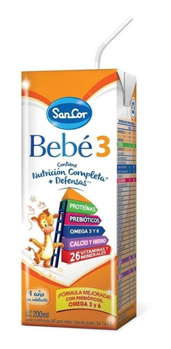 Imagen 1 de 1 de Leche de fórmula líquida Mead Johnson SanCor Bebé 3 original en brick 200mL por 90 u