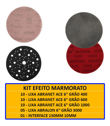 Imagem 1 de 4 de Kit Lixa Efeito Marmorato Abranet Abralon Interface - Mirka