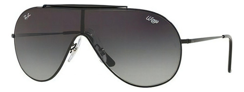 Óculos de sol Ray-Ban Wings Standard armação de metal cor polished black, lente grey de poliamida degradada, haste polished black de metal - RB3597