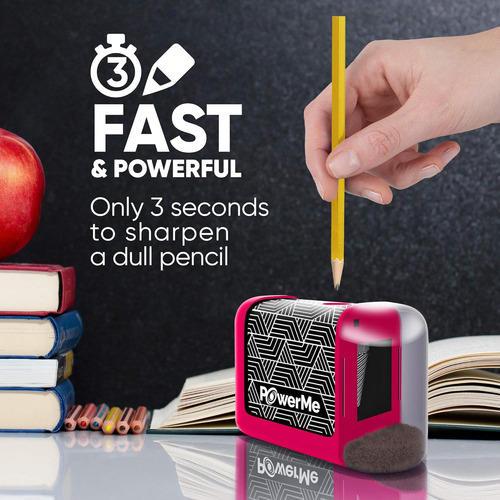 Powerme Electric Pencil Sharpener, Battery Operated, Vari Sb