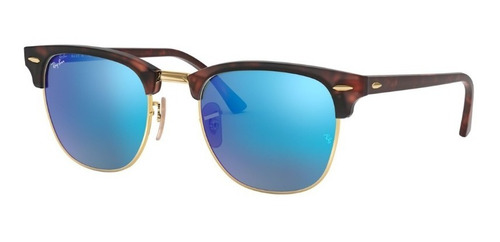 Anteojo Lente Sol Ray Ban Clubmaster Rb3016 Espejado Azul -