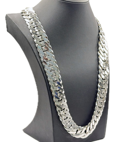 Corrente Grumet Dupla E Pulseira Prata 925 Maciça 70cm 22mm Prateado