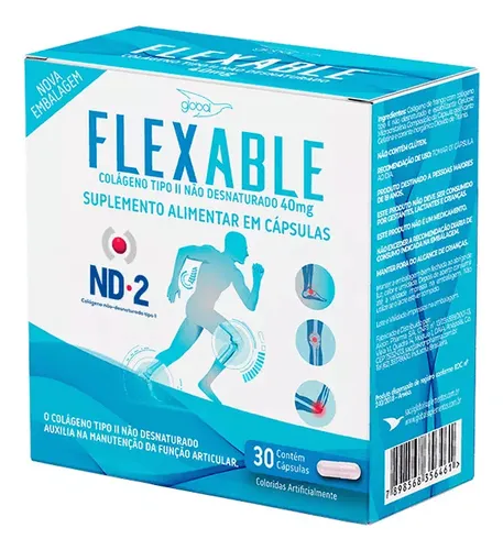 comprar Colágeno Tipo 2 Não Desnaturado 40mg 30cps - Flexable Global