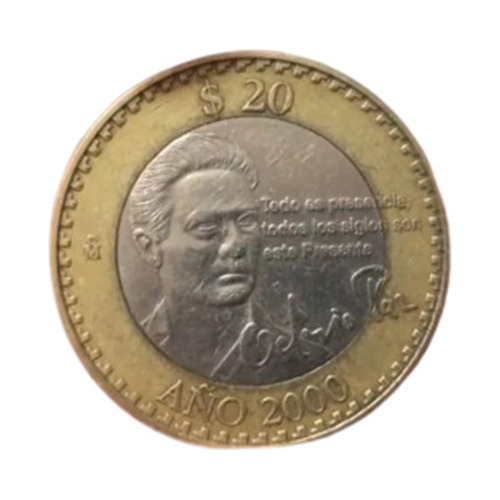 Moneda 20 Pesos Octavio Paz Premio Nobel Literatura Año 2000