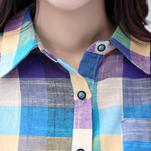 Camisa A Cuadros Holgada Con Botones De Manga Larga A Juego