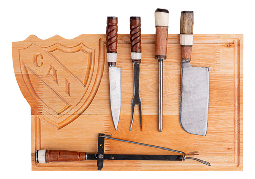 Regalo Hombre Tabla Independiente + Kit Asado 5 Piezas
