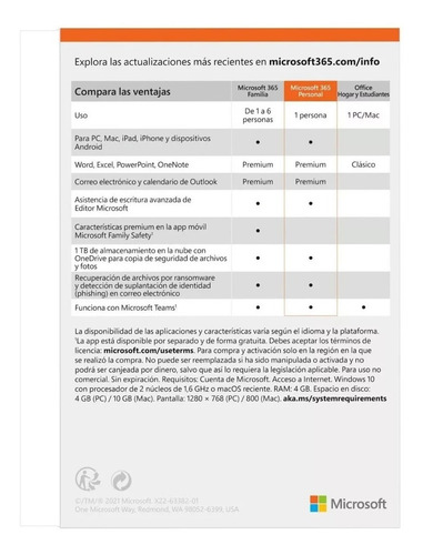 Imagen 3 de 3 de Microsoft 365 Personal (1 Persona, Suscripción 12 Meses)