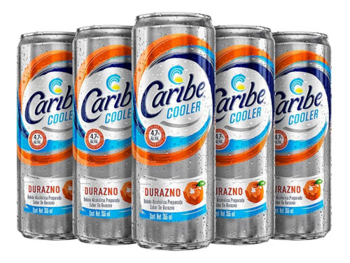 Pack De 12 Piezas De Cooler Caribe Durazno Lata 355 Ml