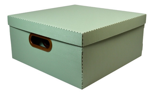 Caja Organizadora Cuadrada Plástica Símil Lino 35x35x16 Color Verde oscuro