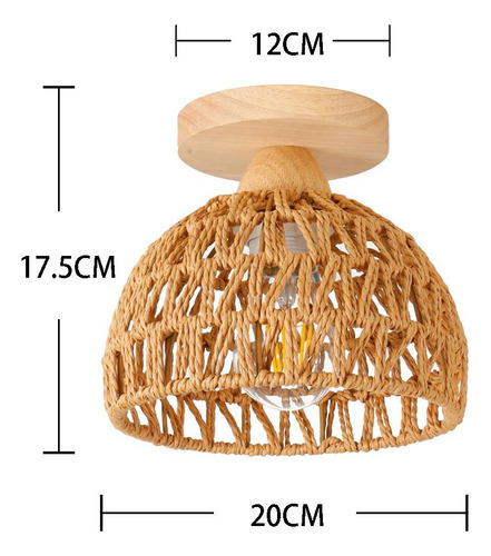 Rattan Luz De Teto Sombra Lustre Abajur E27 Base Adaptador