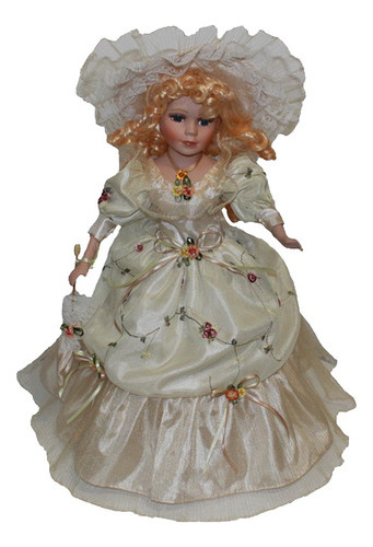 Elegante Muñeca Femenina De Cerámica De 40 Cm, Victoriana, E