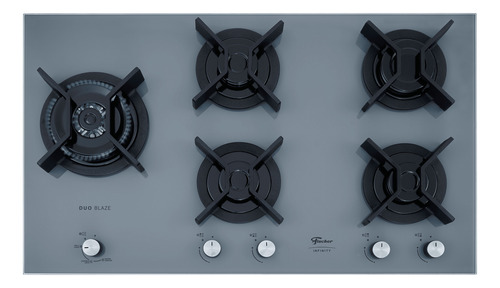 Cooktop 5 Bocas Tc Gás Fischer Duo Blaze Ferro Fundido Eiger