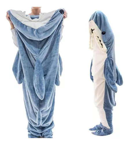 Pijama Con Capucha De Franela De Tiburón Para Adulto