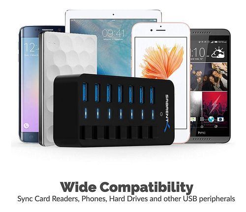 Conmutadores Y Led Sabrent Usb Hub De 7 Puertos