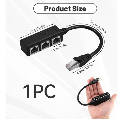 Divisor De Red Ethernet Lan / Extensor Rj45 1 A 3 Puertos