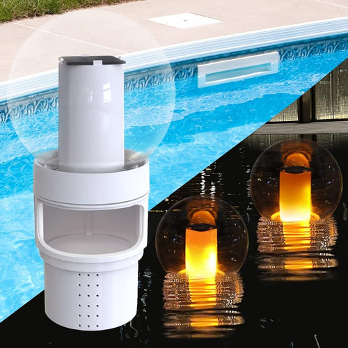 Flotador De Cloro Para Piscina Con Luz De Llama Solar, Dispe