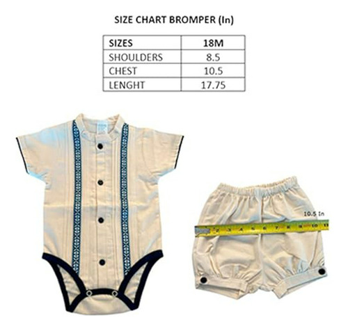 Mameluco Guayabera De Algodón Para Bebés, 100% Cotton