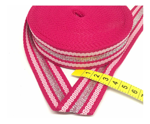 Imagen 2 de 5 de Cinta Mochilera Rayada Con Lurex 3 Cm X 10 Mts. Envío Full