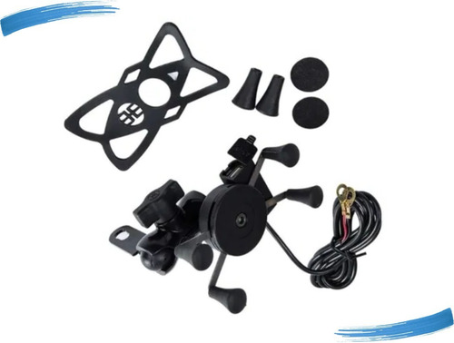 Imagem 2 de 7 de Suporte Garra Para Celular Moto Universal Com Carregador Usb