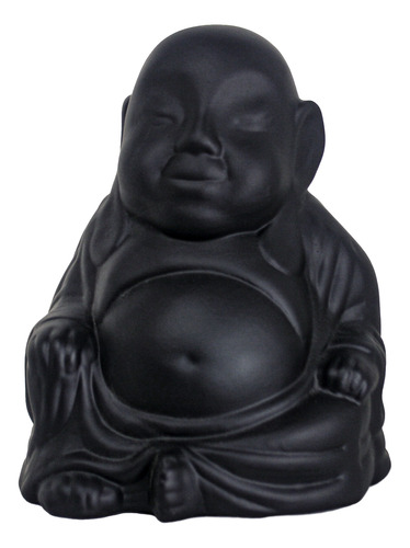 Enfeite Buda Monge Chines Preto Decorativo-lxaxp-18,5x23x17