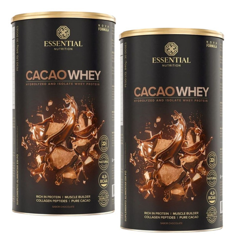 Kit 2x Whey Protein Cacao Ou Vanilla 750g Essential