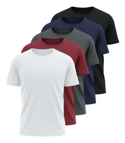 Kit 5 Camisetas Básicas Masculina Dry Fit