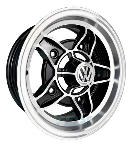 Rodas G109 Vw Fusca Kombi Aro 15 5x205 (jogo) +bicos Cor Preto Diamantado