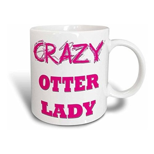Taza De Cerámica Crazy Otter Lady, 15 Oz, Color Blanco