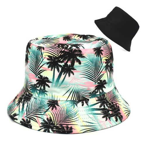 Sombrero De Pescador Unisex Con Estampado De Palmeras, Rever