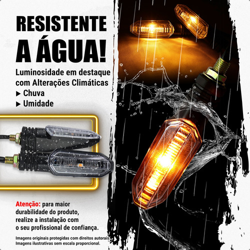 Kit 4 Piscas Seta Cristal 12v Para Guidão Com Rosca
