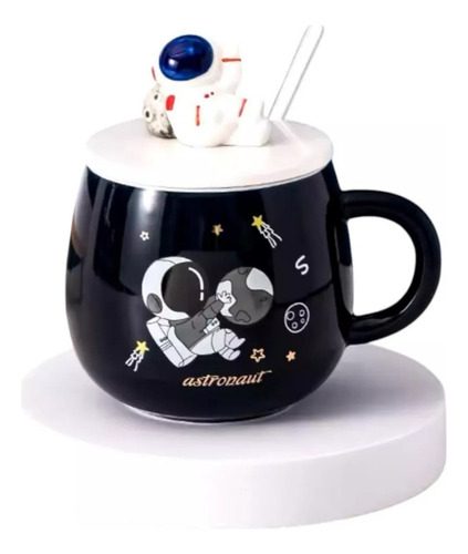 Taza Astronauta Espacio Diseño Kawaii Con Cuchara