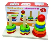 Comprar Juego Didáctico Torre 3 Columnas Encastre Madera Colores