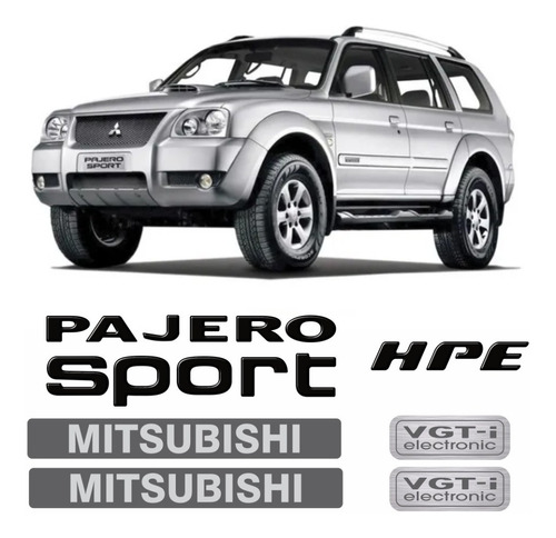 Kit Adesivo Emblemas Pajero Sport Hpe Vgt-i 2009 Preto