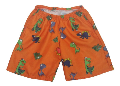 Short De Niños Estampado Para Playa / Piscina Con Bolsillo