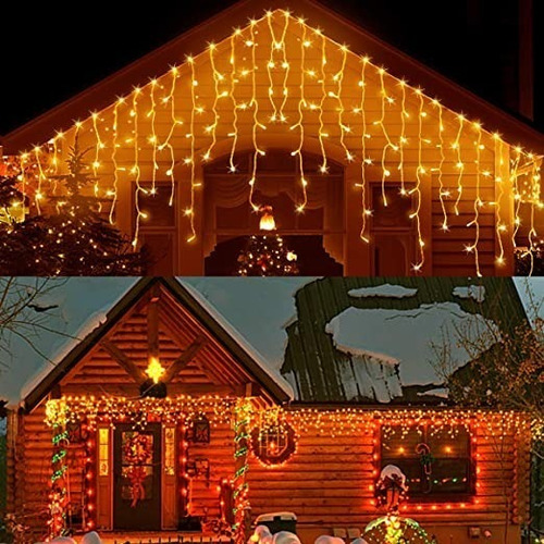Imagen 5 de 6 de 400 Luces Led Cascada Navidad De 10 Metros Navideña Ambar
