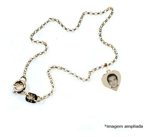 Pulseira C Pingente De Ouro Com Foto Gravada - Dia Das Mães