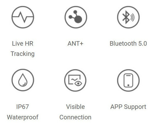 Banda de frequência cardíaca com tecnologia Bluetooth Coospo Ant+ Y, cor preta