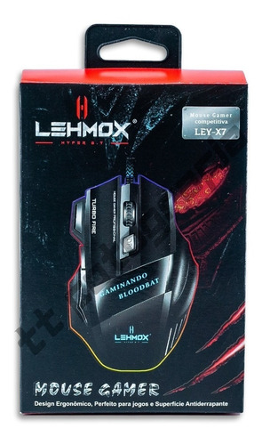 Mouse Gamer Competitivo Usb Lehmox 3200dpi Led Rgb Ley-x7 Cor Preto